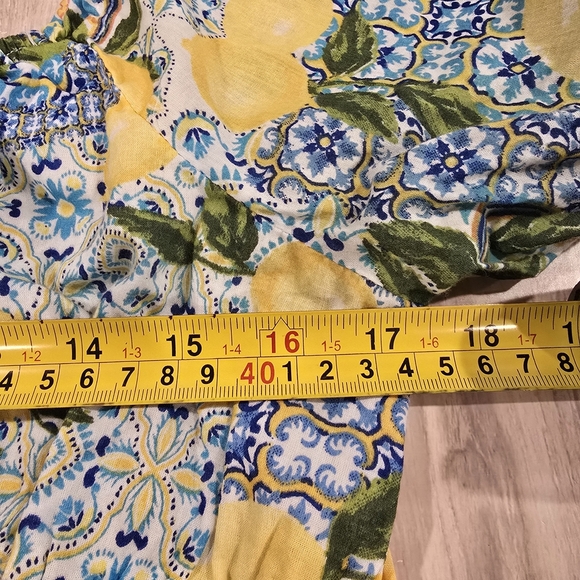 Primark Women’s Yellow Blue Multicolor Crop Top Blouse Short Sleeves Size US 12. - Picture 9 of 10